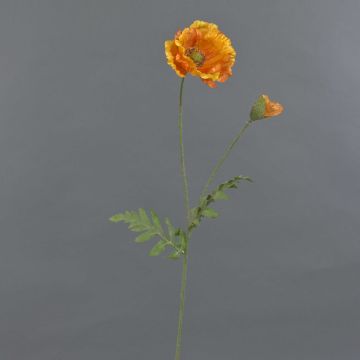 Artificial poppy LIENTJE, orange, 26"/65cm, Ø 4.7"/12cm