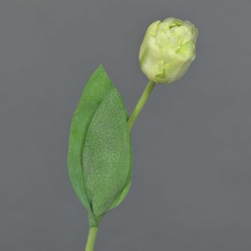 Artificial tulip flower ROMANA, green-white, 18"/45cm, Ø 2.4"/6cm