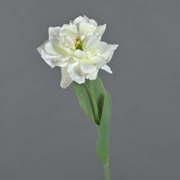 Artificial flower parrot tulip STEFANIE, white-green, 26"/65cm, Ø 2.8"/7cm