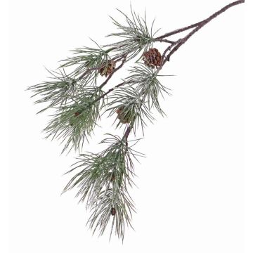 Decorative fir branch CALEB with cones, iced, 31"/80cm
