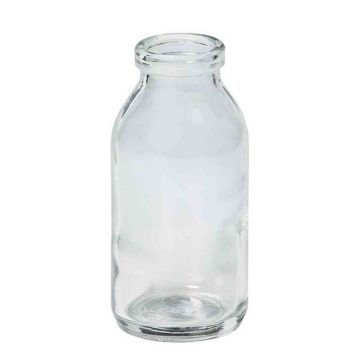 Small glass bottle LEATRICE OCEAN, cylinder/round, clear, 4"/10cm, Ø1.8"/4,5cm
