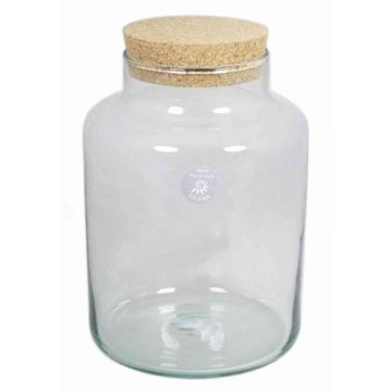 Glass container DOGAN, cork lid, cylinder/round, clear, 12"/29,5cm, Ø8"/21cm