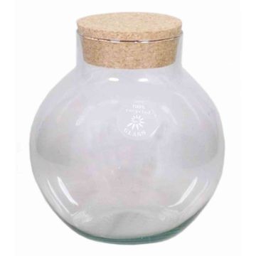 Glass Terrarium GASPAR, with cork lid, ball/round, clear, 8"/20cm, Ø7"/19cm