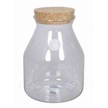 Storage glass VLADIMIR, with cork lid, cone/round, clear, 10"/26cm, Ø7"/18cm