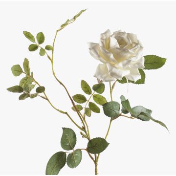 Artificial flower rose branch BEATA, cream, 30"/75cm