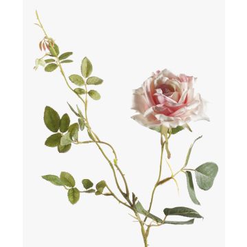 Artificial flower rose branch BEATA, pink-white, 30"/75cm