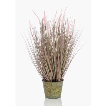 Artificial grass lamp cleaner grass OVIDIO, panicles, zinc pot, pink-green, 28"/70cm Artificial grass lamp cleaner grass OVIDIO, panicles, zinc pot, pink-green, 28"/70cm
