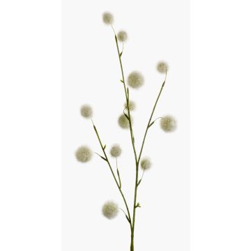 Textile flower snowball branch ATERIDA, white, 31"/80cm