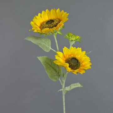 Artificial sunflower IVONA, yellow, 3ft/90cm, Ø2.4"-6.7"/6-17cm