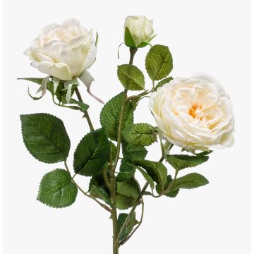 Textile flower rose branch CALISTA, cream, 24"/60cm