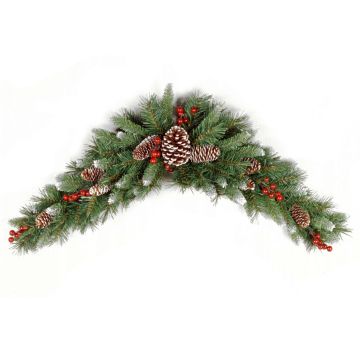 MARLIES decorative fir door arch, crossdoor, flame-retardant, snow-effect, 90cm