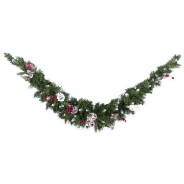 MARLIES plastic fir garland, crossdoor, flame-retardant, with artificial snow, 180cm