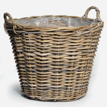 Rattan flower basket CATELYNN, grey-brown, 16"/40cm, Ø18"/45cm Rattan flower basket CATELYNN, grey-brown, 16"/40cm, Ø18"/45cm