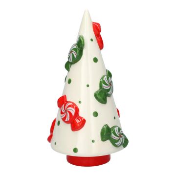 CRUMB decorative ceramic Christmas tree figurine, with sweets, red-white-green, 23.6 cm, Ø 11.8 cm