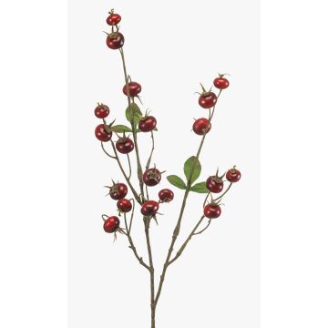 Artificial potato rose branch BREVON with rose hips, red, 80cm Artificial potato rose branch BREVON with rose hips, red, 80cm