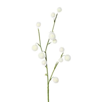 Artificial gomphocarpus physocarpus branch BRAVON, fruits, white, 31"/80cm