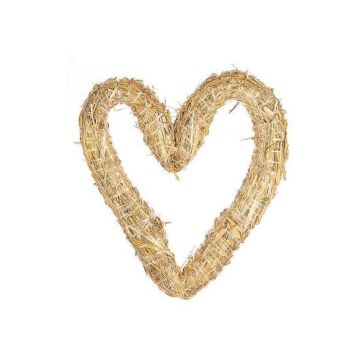 Straw wreath Heart PRESTON, natural, 1.6"/4cm, Ø10"/25cm