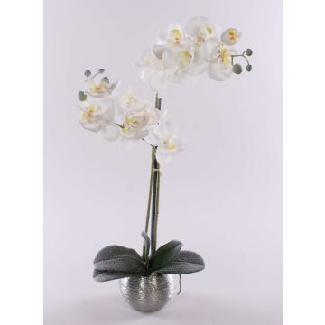 Fabric Phalaenopsis orchid KAREN, decorative pot, frosted, white, 50cm