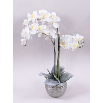 Fabric Phalaenopsis orchid KAREN, decorative pot, frosted, white, 24"/60cm Fabric Phalaenopsis orchid KAREN, decorative pot, frosted, white, 24"/60cm