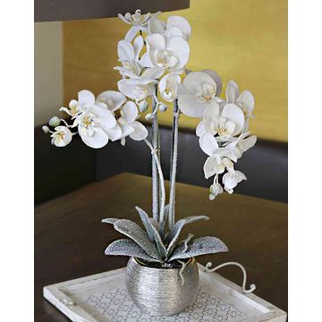 Fabric Phalaenopsis orchid KAREN, decorative pot, frosted, white, 60cm Fabric Phalaenopsis orchid KAREN, decorative pot, frosted, white, 60cm