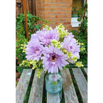 Artificial bouquet Gerbera TEMBAR, light purple, 12"/30cm, Ø9"/22cm