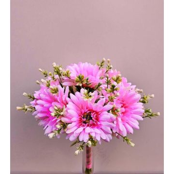 Artificial bouquet Gerbera TEMBAR, fuchsia, 12"/30cm, Ø9"/22cm