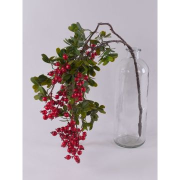 Decorative apple rose branch WARUNA with rose hips, red, 33"/85cm Decorative apple rose branch WARUNA with rose hips, red, 33"/85cm