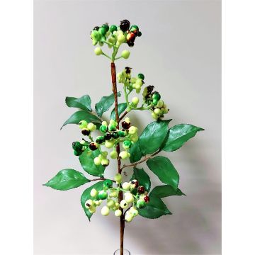 Decorative elderberry branch CHATANGA with fruits, green-red, 24"/60cm