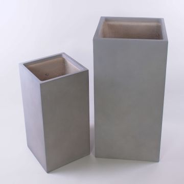 Square-based LIMBORO plant column, set of 2, fibreglass, sand, 30x30x60cm, 40x40x80cm