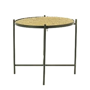 Round industrial side table AMARACHI, brown-black, 24"/62cm, Ø17"/43cm