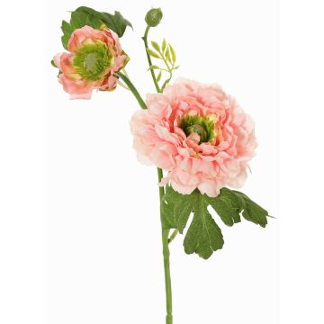 Artificial ranunculus SAGARA, pink-green, 18"/45cm, Ø2"-3.5"/5-9cm