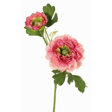 Artificial ranunculus SAGARA, pink-fuchsia-green, 18"/45cm, Ø2"-3.5"/5-9cm
