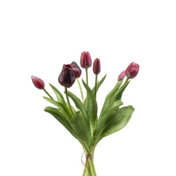 Artificial tulip bouquet mix LONA, red and burgundy, 40cm