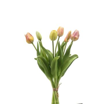 Artificial tulip bouquet mix LONA, pink-peach-yellow, 40cm