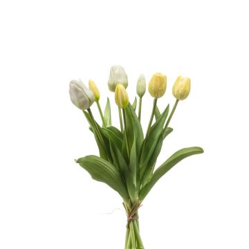 Artificial tulip bouquet mix LONA, white and yellow, 40cm