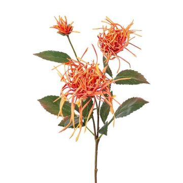 Artificial flower branch Chrysanthemum MIRANE, orange, 28"/70cm
