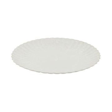 Round plate KHADIJA with grooves, synthetic, white, 1.2"/3cm, Ø13"/33cm