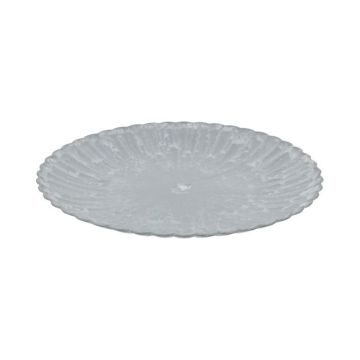 Round plate KHADIJA with grooves, synthetic, grey, 1.2"/3cm, Ø13"/33cm