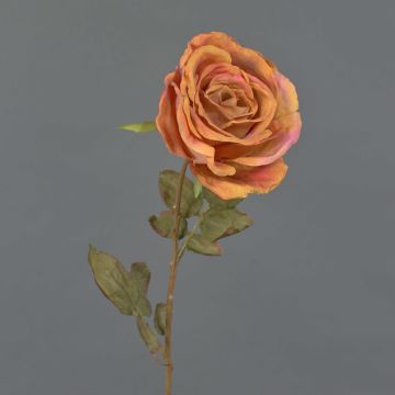 Artificial rose NAJMA, dried look, orange-pink, 65cm, Ø10cm