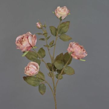 SITARA artificial rose branch, dried look, dusky pink, 75 cm, Ø 5–8 cm