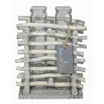 Single stem vase SIHAM, wooden stand, 2 glasses, clear, 5.3"x3.3"x7"/13,5x8,5x17cm Single stem vase SIHAM, wooden stand, 2 glasses, clear, 5.3"x3.3"x7"/13,5x8,5x17cm