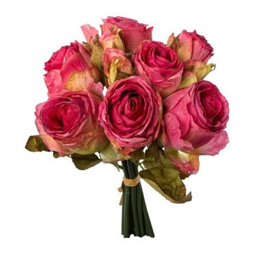 Artificial rose bouquet NERZO, fuchsia, 12"/30cm