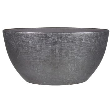 Oval ceramic pot AGAPE with texture, black, 19"x8"x10"/49x20x25cm