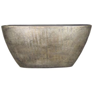 Ceramic boat bowl AGAPE with texture, gold, 28,5"x6,5"x14"/73x17x36cm