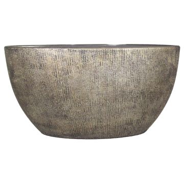 Oval ceramic pot AGAPE with texture, gold, 19"x8"x10"/49x20x25cm