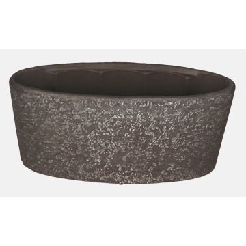 Oval ceramic orchid bowl ASLAK, with structure, black-grey, 13"x6"x6"/33x15x15cm