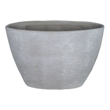 Oval orchid pot RODISA in ceramic, concrete grey, 12,5"x5,5"x9"/32x14,5x22,5cm