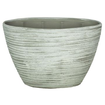 Oval ceramic orchid pot ADELPHOS, grooves, white-light grey, 12,5"x5,5"x9"/32x14,5x22,5cm Oval ceramic orchid pot ADELPHOS, grooves, white-light grey, 12,5"x5,5"x9"/32x14,5x22,5cm