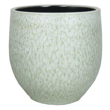 Planter ELIEL in ceramic, speckled, mint green-white, 8"/20cm, Ø8"/20cm