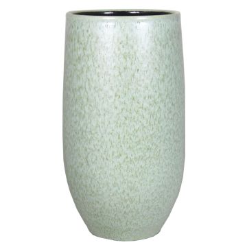 Vase ELIEL in ceramic, speckled, mint green-white, 14"/35cm, Ø7"/18cm